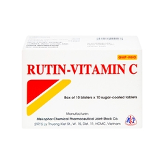 Thuốc Rutin-Vitamin C hỗ trợ điều trị các hội chứng chảy máu, xơ cứng (hộp 10 vỉ x 10 viên)