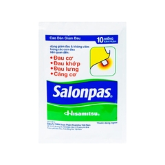 Cao dán Salonpas giảm đau vai, đau lưng, đau cơ (bao 1 gói x 10 miếng)