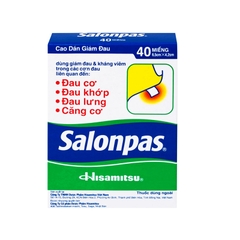 Cao dán Salonpas giảm đau vai, đau lưng, đau cơ (hộp 4 bao x 10 miếng)