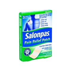 Cao dán giảm đau Salonpas Pain Relief Patch giả đau vai, đau cổ (hộp 3 miếng-7cm x 10 cm)