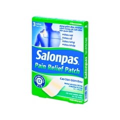 Cao dán giảm đau Salonpas Pain Relief Patch giả đau vai, đau cổ (hộp 3 miếng-7cm x 10 cm)