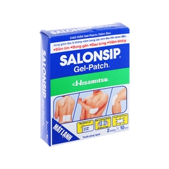 Cao dán Salonsip Gel - Patch giảm đau, kháng viêm cơ khớp (hộp 10 gói x 2 miếng)