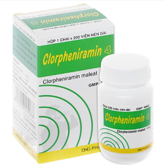Thuốc Clorpheniramin 4 DHG điều trị viêm mũi dị ứng, chảy nước mũi (hộp 1 chai x 200 viên)