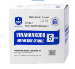 Bơm kim tiêm sử dụng một lần Vinahankook 5ml/cc (hộp 100 cái)