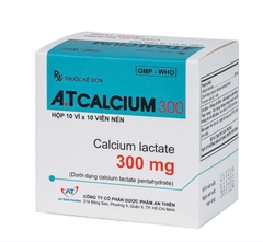 Viên nén A.T Calcium 300mg bổ sung calci, ngăn ngừa loãng xương (hộp 10 vỉ x 10 viên)