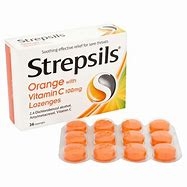 Viên ngậm Strepsils Orange with Vitamin C điều trị đau họng (hộp 2 vỉ x 12 viên)