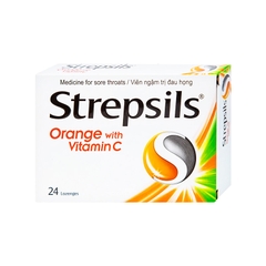 Viên ngậm Strepsils Orange with Vitamin C điều trị đau họng (hộp 2 vỉ x 12 viên)