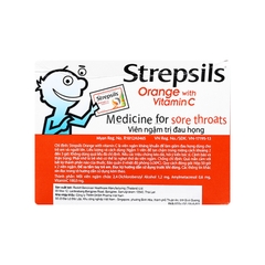 Viên ngậm Strepsils Orange with Vitamin C điều trị đau họng (hộp 50 gói x 2 viên)
