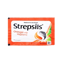 Viên ngậm Strepsils Orange with Vitamin C điều trị đau họng (hộp 50 gói x 2 viên)
