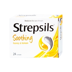 Viên ngậm Strepsils Soothing mật ong & chanh kháng khuẩn, giảm đau họng (hộp 2 vỉ x 12 viên)