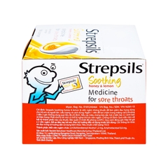 Viên ngậm Strepsils Soothing mật ong & chanh kháng khuẩn, giảm đau họng (hộp 50 gói x 2 viên)