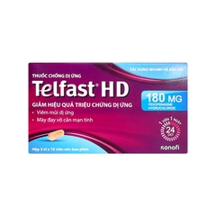 Thuốc Telfast HD 180mg giảm triệu chứng viêm mũi dị ứng, mày đay vô căn mạn tính (hộp 3 vỉ x 10 viên)