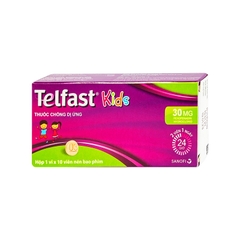Thuốc Telfast Kids 30mg điều trị viêm mũi dị ứng, mày đay cho trẻ em (hộp 1 vỉ x 10 viên)