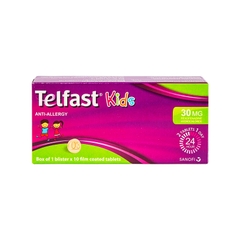 Thuốc Telfast Kids 30mg điều trị viêm mũi dị ứng, mày đay cho trẻ em (hộp 1 vỉ x 10 viên)
