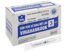 Bơm kim tiêm sử dụng một lần Vinahankook 3ml/cc (hộp 100 cái)