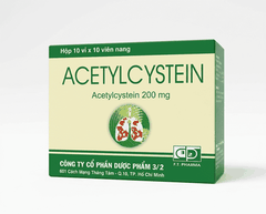 Thuốc Acetylcystein 200mg FT Pharma tiêu nhầy trong bệnh lý hô hấp (hộp 10 vỉ x 10 viên)