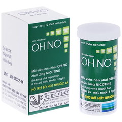 Viên nhai OH NO hỗ trợ cai nghiện thuốc lá (hộp 1 lọ x 12 viên)
