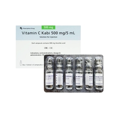 Thuốc tiêm Vitamin C Kabi 500mg/5ml điều trị thiếu vitamin C (hộp 1 vỉ x 6 ống )