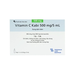 Thuốc tiêm Vitamin C Kabi 500mg/5ml điều trị thiếu vitamin C (hộp 1 vỉ x 6 ống )