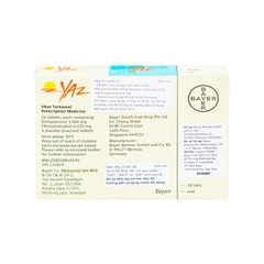 Thuốc Yaz tránh thai hàng ngày, điều trị mụn trứng cá (hộp 1 vỉ x 28 viên)