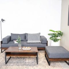 Ghế Đôn Sofa Gỗ Tràm Tự Nhiên KOLDING 701 – Thiết Kế Tinh Tế, Chất Liệu Bền Bỉ Cho Phòng Khách | Decoraz.vn