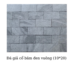 ĐÁ GIẢ CỔ BĂM ĐEN VUÔNG 10x20