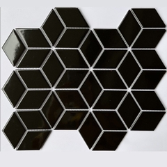 Gạch Trang Trí Mosaic Kim Cương Lập Phương Đen Bóng