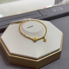 Lắc Tay Vàng 24K Hạt Tròn Đính Charm Hoa Mai Và Chữ Phúc