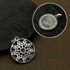 Vòng Cổ Mặt Dây Chuyền Bạc Chữ Om - Charm Mạn Đà La 2 Mặt Cổ Điển Vintage cho Nam Nữ - Seven Degree