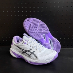 Giày Pickleball ASICS SOLUTION SPEED FF 4 NIGHT ENERGY Nữ – Xanh Tím/Bạc – 1042A313-400
