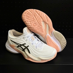 Giày Pickleball Nữ ASICS COURT FF 3 Trắng/Nâu Cà Phê – 1042A220-108