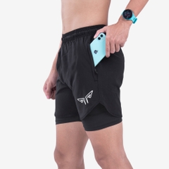 Quần 2 Lớp Thể Thao Chạy Bộ Nam Wolf Active Max Speed W195, Nhanh Khô, Nhẹ, Nhiều Túi