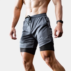 Quần Tập Gym 2 Lớp Wolf Active Fitpro W104, Quần Gym Nam 2 Lớp, Nhanh Khô, Co Giãn Thoải Mái