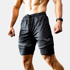Quần Tập Gym 2 Lớp Wolf Active Fitpro W104, Quần Gym Nam 2 Lớp, Nhanh Khô, Co Giãn Thoải Mái