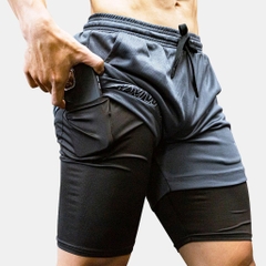 Quần Tập Gym 2 Lớp Wolf Active Fitpro W104, Quần Gym Nam 2 Lớp, Nhanh Khô, Co Giãn Thoải Mái