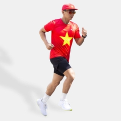 Áo Chạy Bộ Nam Cờ Đỏ Sao Vàng W54, Chất Vải Active Max Cao Cấp, Mềm Mịn, Co Giãn 4 Chiều