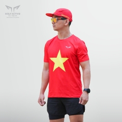 Áo Chạy Bộ Nam Cờ Đỏ Sao Vàng W54, Chất Vải Active Max Cao Cấp, Mềm Mịn, Co Giãn 4 Chiều