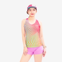 Áo Singlet Chạy Bộ Nữ Wolf Active Vui Vẻ 2 W108, Áo Ba Lỗ Chạy Bộ Thoáng Khí, Siêu Nhẹ, Nhanh Khô