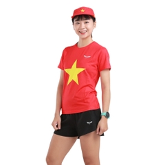 Áo Chạy Bộ Nữ Cờ Đỏ Sao Vàng W01, Chất Vải Active Max Cao Cấp, Mềm Mịn, Co Giãn 4 Chiều