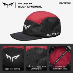 Nón Chạy Bộ Unisex Wolf Active Original 172E, Phối Màu (Đen, Đỏ Đô)