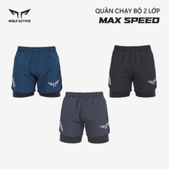 Quần 2 Lớp Thể Thao Chạy Bộ Nam Wolf Active Max Speed W195, Nhanh Khô, Nhẹ, Nhiều Túi