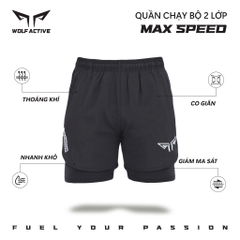 Quần 2 Lớp Thể Thao Chạy Bộ Nam Wolf Active Max Speed W195, Nhanh Khô, Nhẹ, Nhiều Túi