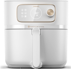 Nồi chiên không dầu Philips màu trắng, tặng bộ khay hấp xào | HD9876/25