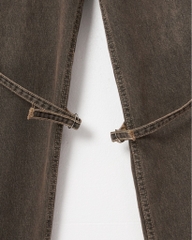 Insane® Cross Waist Cargo Denim Pants - Dirty Brown