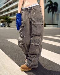 Insane® Cargo Denim Pants - Dark Grey