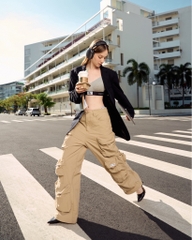 Insane® Cargo Parachute Pants - Beige