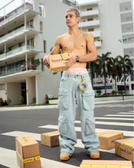Insane® Cargo Denim Pants - Light Blue