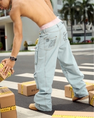 Insane® Cargo Denim Pants - Light Blue