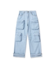Insane® Cargo Denim Pants - Light Blue
