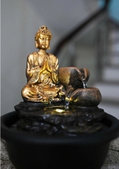 Thác Nước Phong Thủy Mini TNMKB12 – Tượng Phật An Nhiên, Chiêu Tài Hút Lộc